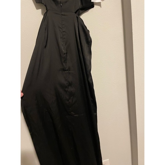 NWT Fame & Partners Shiny‎ Black Strappy Formal Dress Cutouts Slit Size 8 - Picture 5 of 10